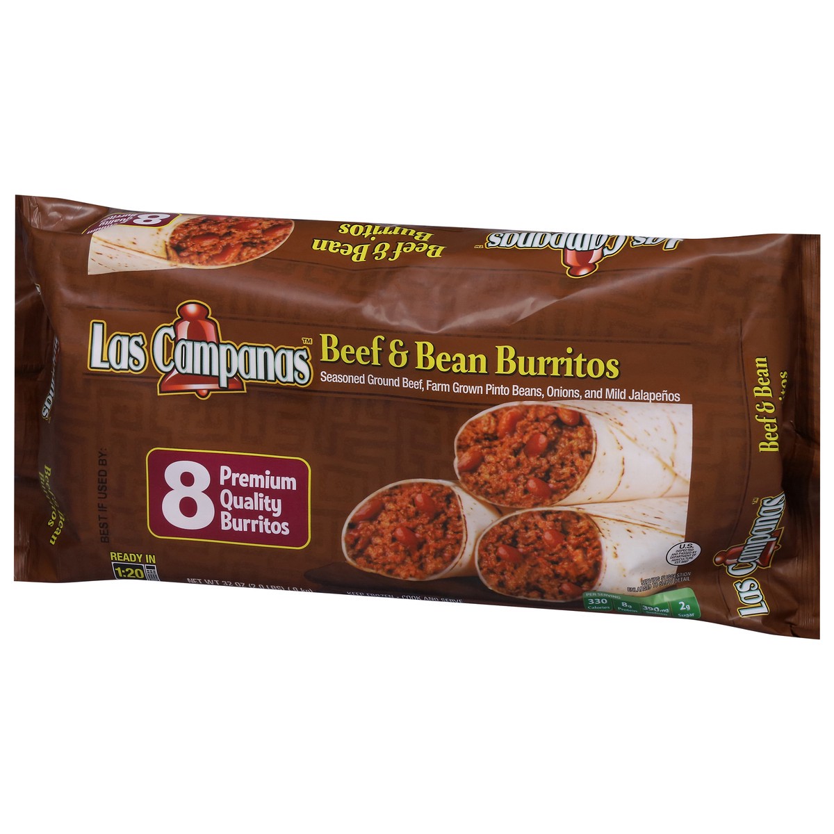 slide 9 of 13, Las Campanas Premium Quality Beef & bean Burritos 8 ea, 8 ct