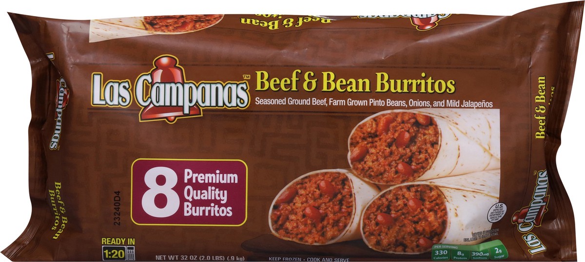 slide 11 of 13, Las Campanas Premium Quality Beef & bean Burritos 8 ea, 8 ct