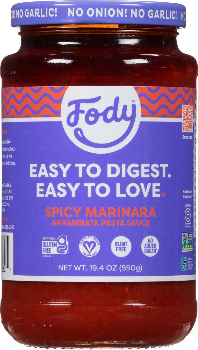 slide 6 of 9, Fody Spicy Marinara Sensitive Pasta Sauce 19.4 oz, 19.4 oz