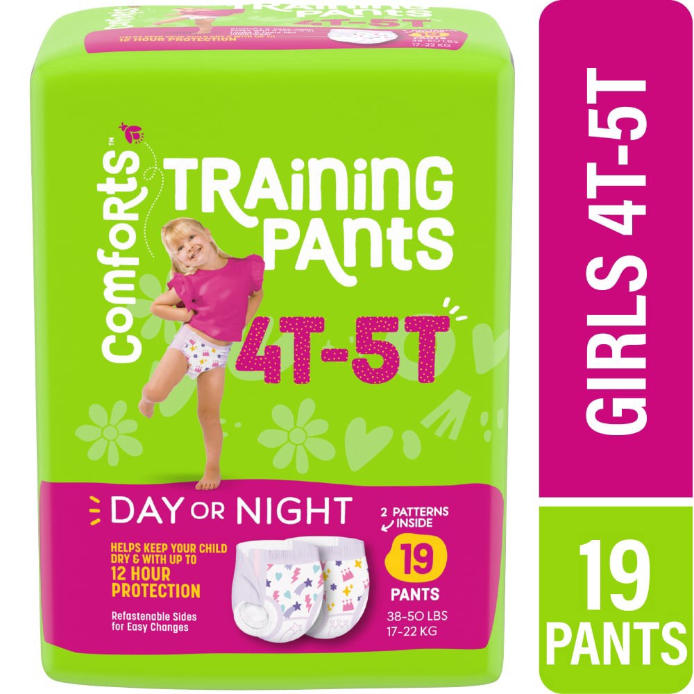 slide 2 of 5, Comforts 4T-5T Girls Training Pants, 1 ct