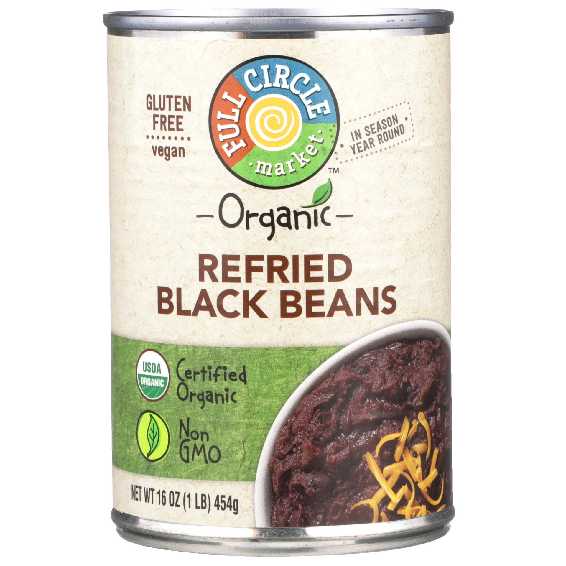 slide 1 of 6, Full Circle Market Organic Refried Black Beans, 16 oz