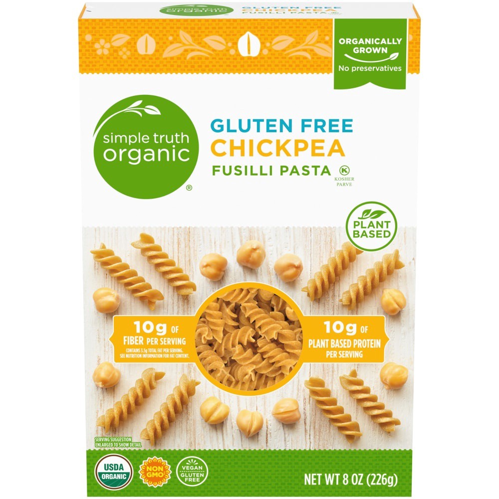 slide 3 of 3, Simple Truth Organic Gluten Free Chickpea Fusilla Pasta, 8 oz