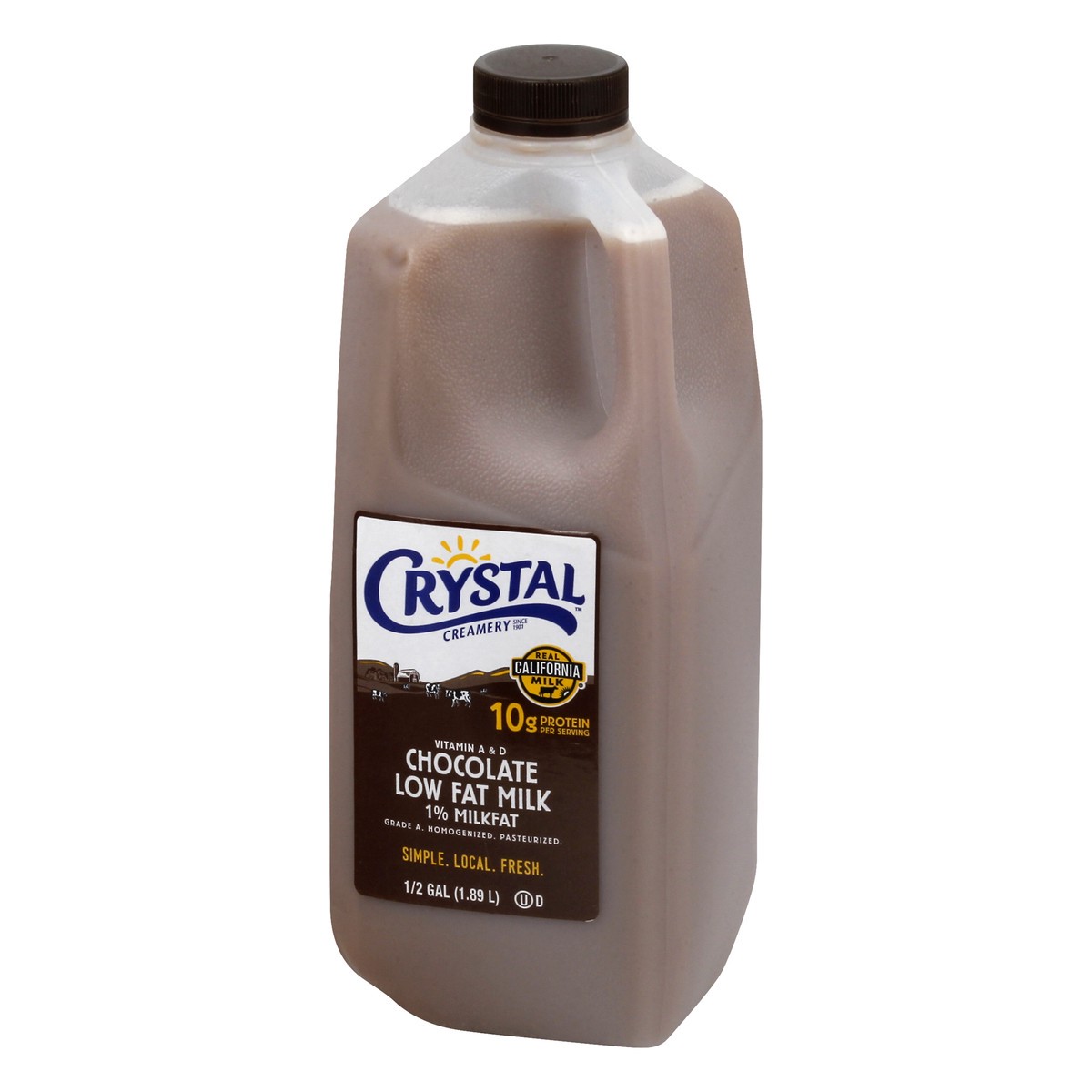slide 4 of 12, Crystal Creamery 1% Milkfat Low Fat Chocolate Milk 0.5 gl, 1/2 gal