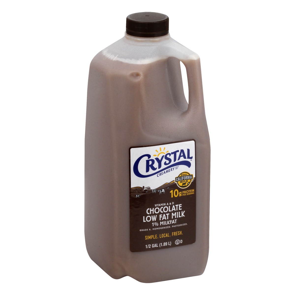 slide 7 of 12, Crystal Creamery 1% Milkfat Low Fat Chocolate Milk 0.5 gl, 1/2 gal