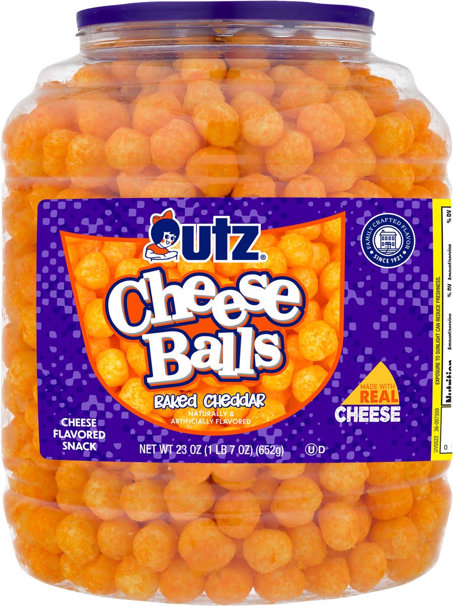 slide 7 of 7, Utz 23 oz Utz Cheddar Cheese Balls Barrel, 23 oz
