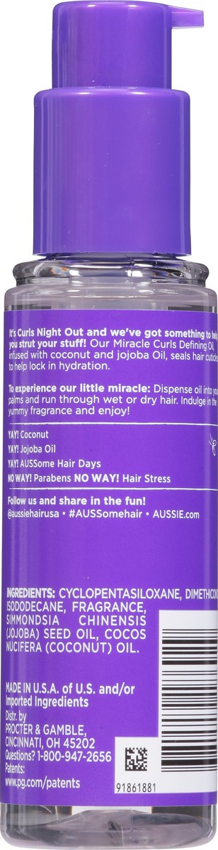 slide 5 of 9, Aussie Miracle Curls Curl-Defining Oil with Coconut and Jojoba Oil 3.2 fl oz, 3.2 fl oz