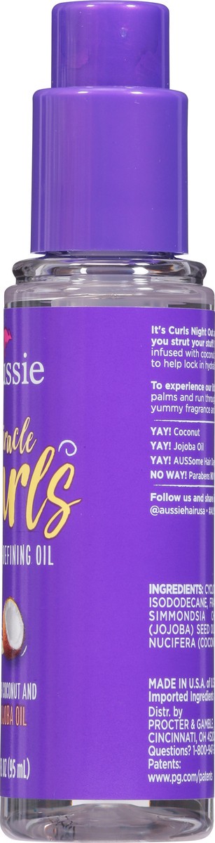 slide 8 of 9, Aussie Miracle Curls Curl-Defining Oil with Coconut and Jojoba Oil 3.2 fl oz, 3.2 fl oz