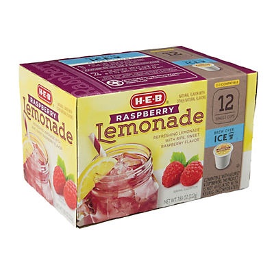 slide 1 of 1, H-E-B Brew Over Ice Raspberry Lemonade Single Serve Cups, 12 ct