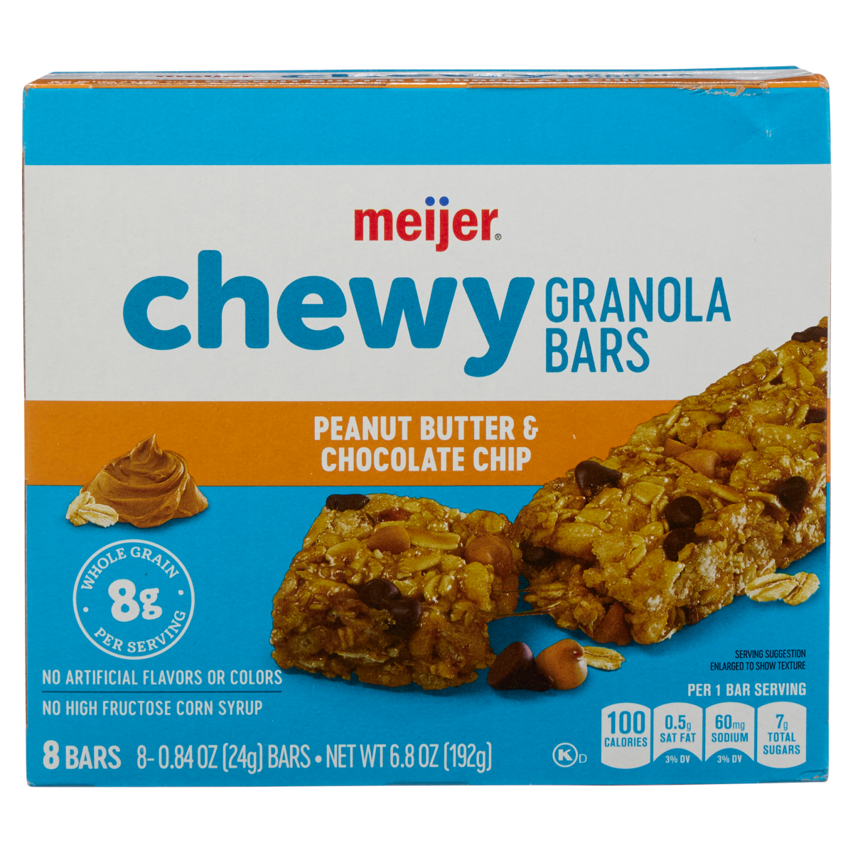 slide 1 of 5, Meijer Chewy Peanut Butter & Chocolate Chip Granola Bars, 8 ct