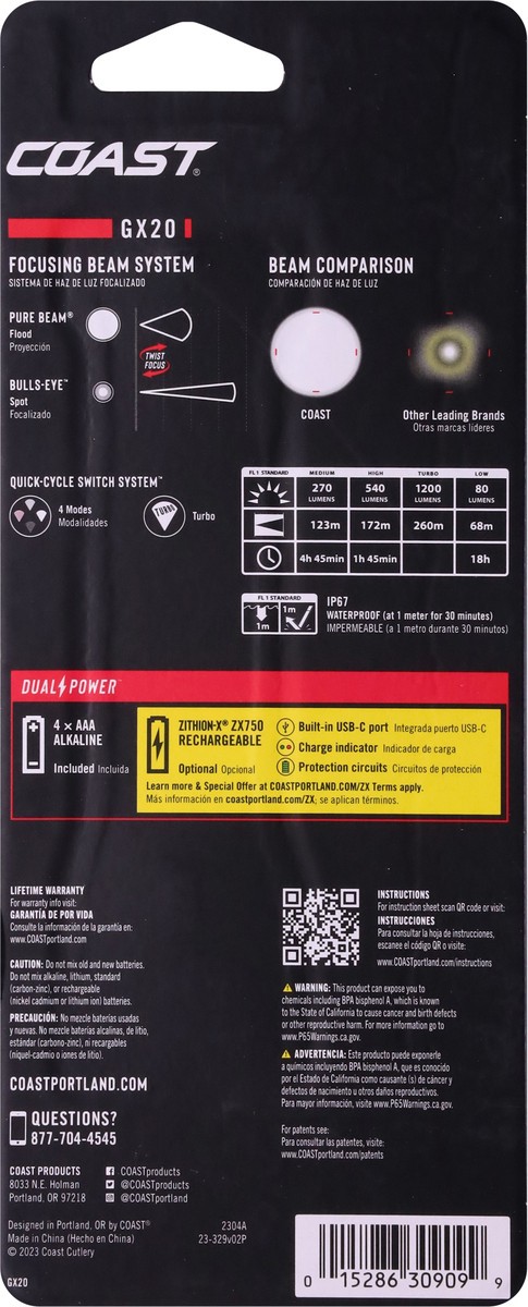 slide 8 of 11, Coast GX20 1200 Lumens Flashlight 1 ea, 1 ct