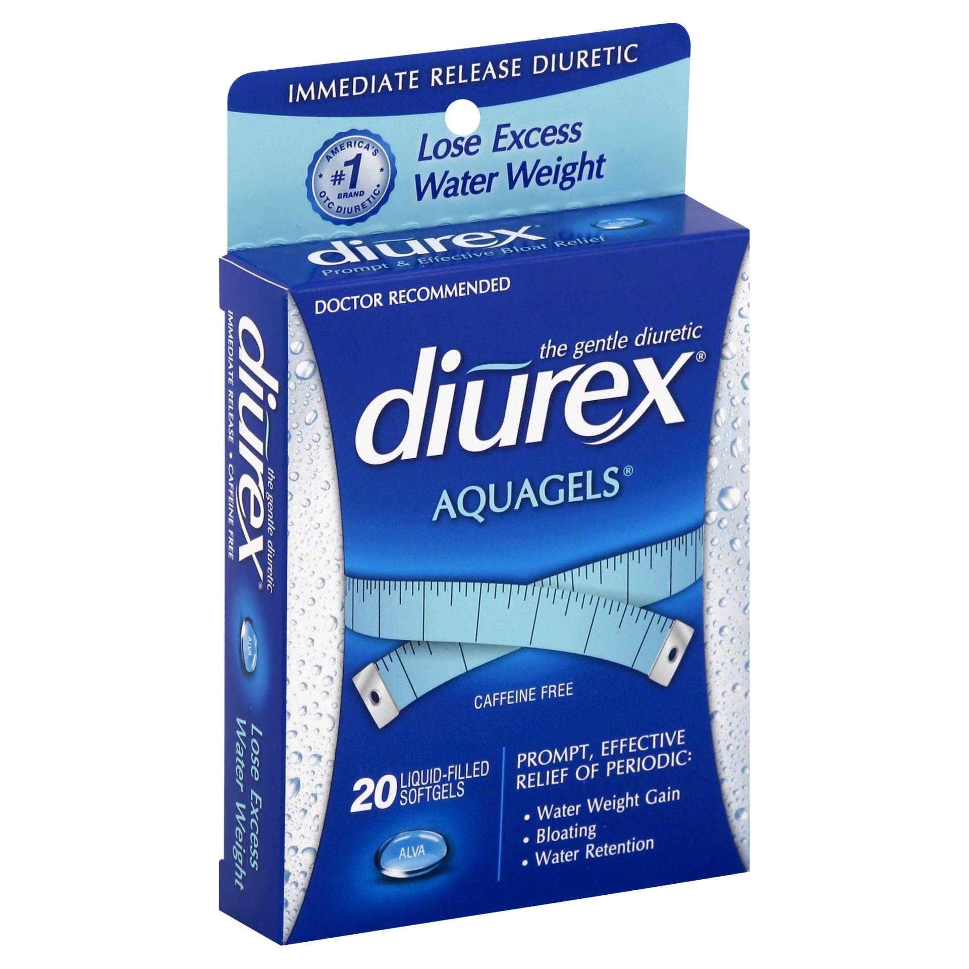 slide 1 of 1, Diurex Aquagel Water Capsules, 20 ct