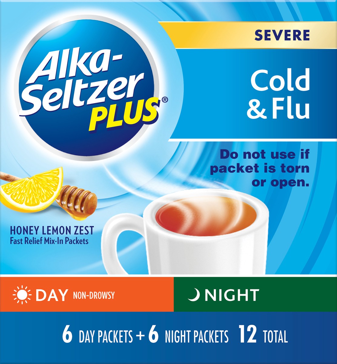 slide 7 of 7, Alka-Seltzer Plus Severe Cold Flu Day Night Powder Packets, 12 ct