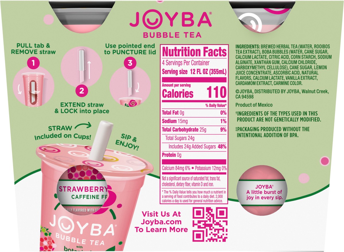 slide 2 of 11, JOYBA Strawberry Rose Bubble Tea 4-12 fl oz., Cup, 4 ct