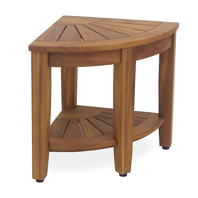 slide 1 of 5, Haven Solid Teak Corner Vanity Stool, 1 ct