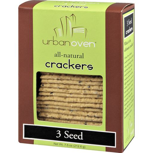 slide 7 of 8, Urban Oven Crackers, Three Seed, 7.5 oz