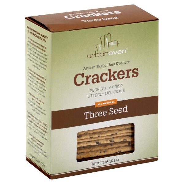 slide 1 of 8, Urban Oven Crackers, Three Seed, 7.5 oz
