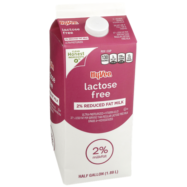 slide 1 of 1, Hy-vee Lactose Free Reduced Fat 2% Milk, 64 fl oz