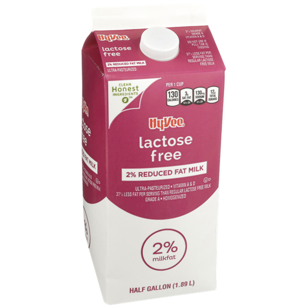 slide 1 of 1, Hy-vee Lactose Free Reduced Fat 2% Milk, 1/2 gal