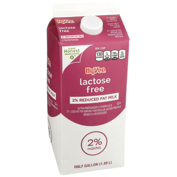 slide 1 of 1, Hy-vee Lactose Free Reduced Fat 2% Milk, 64 fl oz