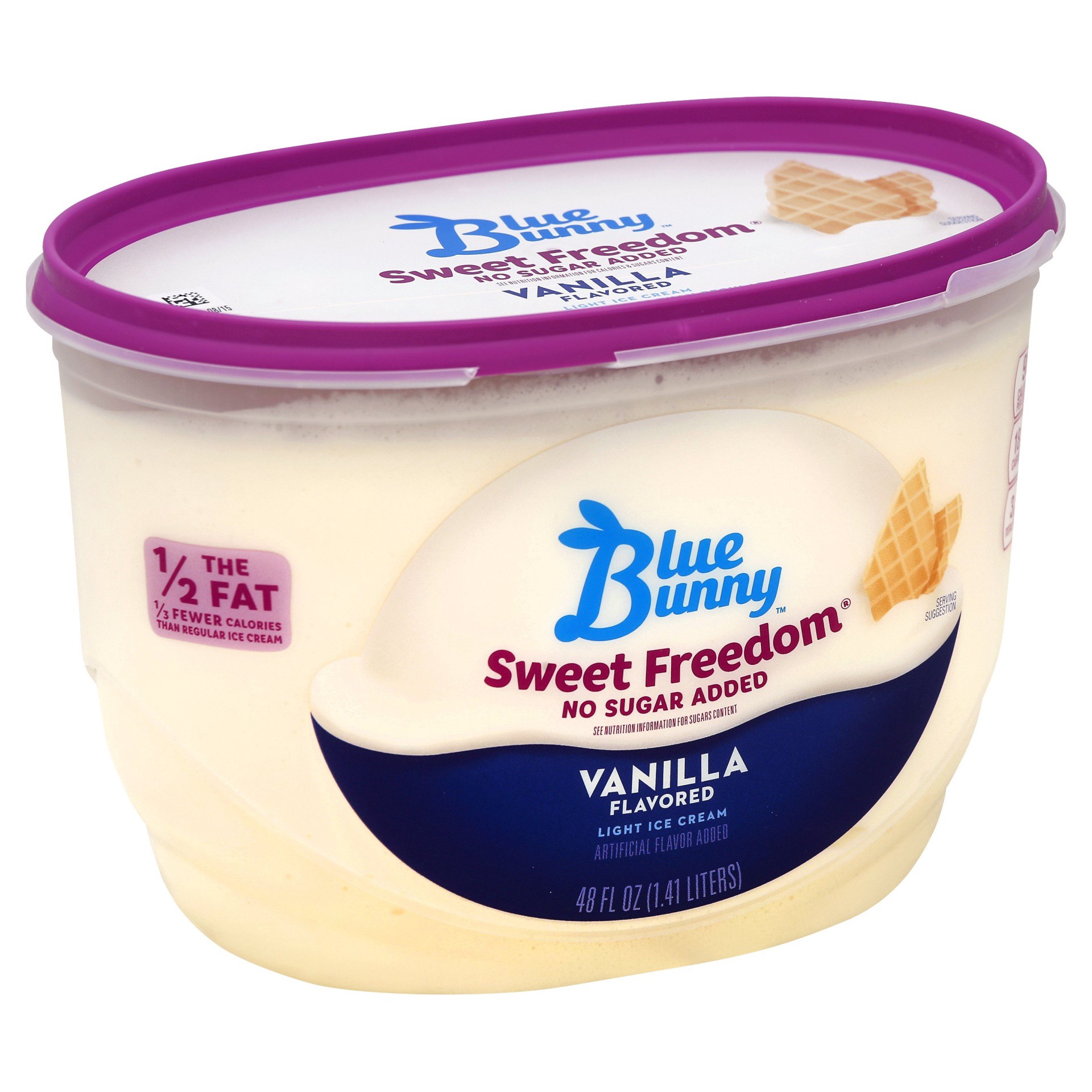 slide 1 of 7, Blue Bunny Sweet Freedom No Sugar Added Cherry Vanilla Flavored Light Ice Cream, 48 fl oz