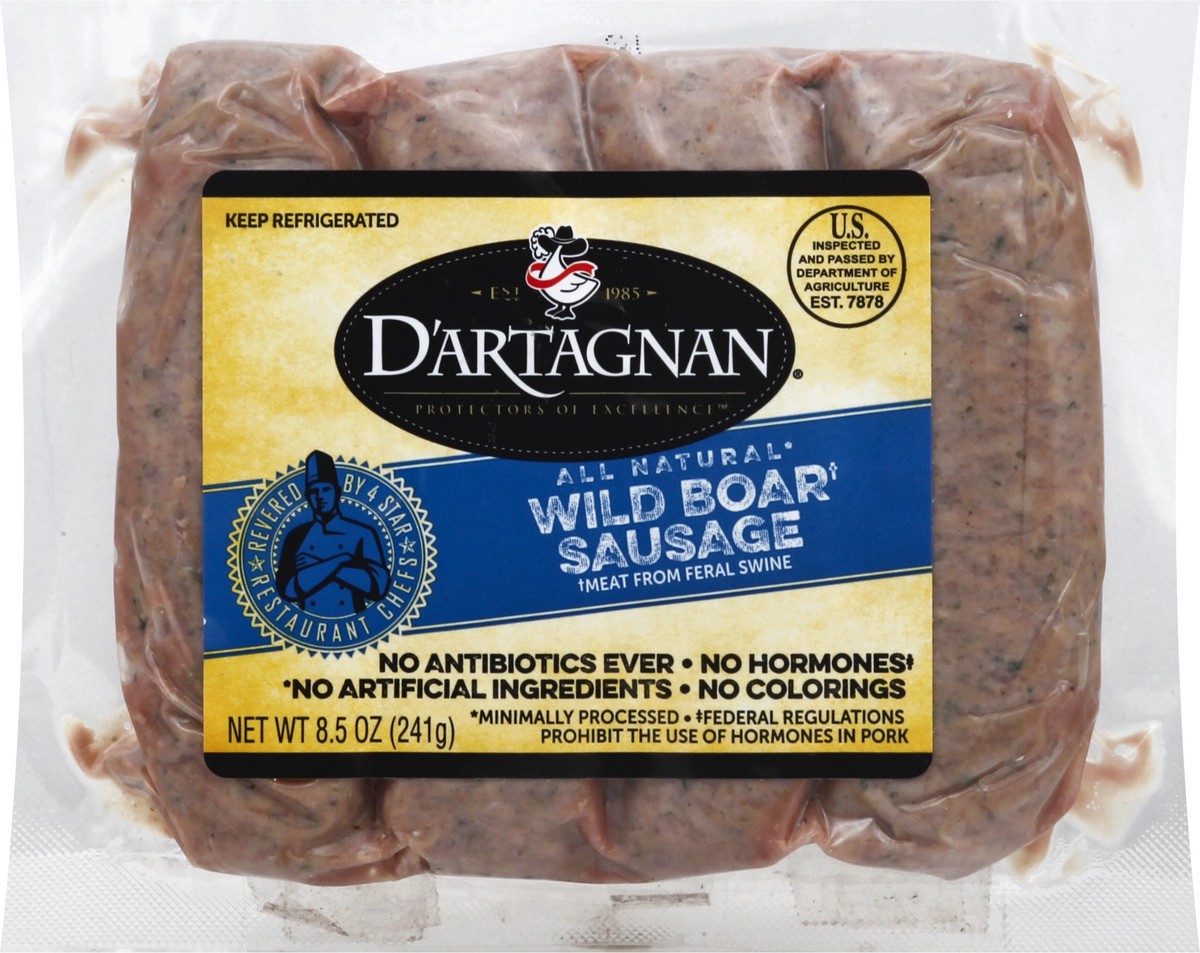 slide 1 of 10, D'Artagnan Wild Boar Sausage, 8.5 oz