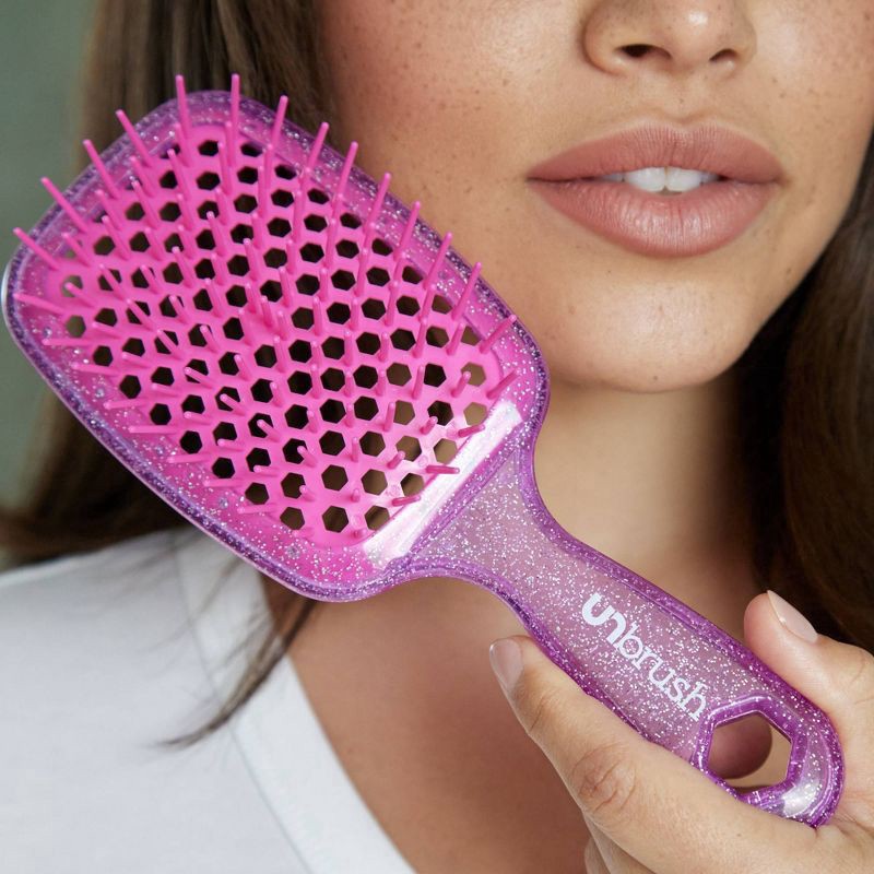 slide 3 of 5, Unbrush Rose Quartz Glitter Collection Hair Brush 1 Each, 1 ct
