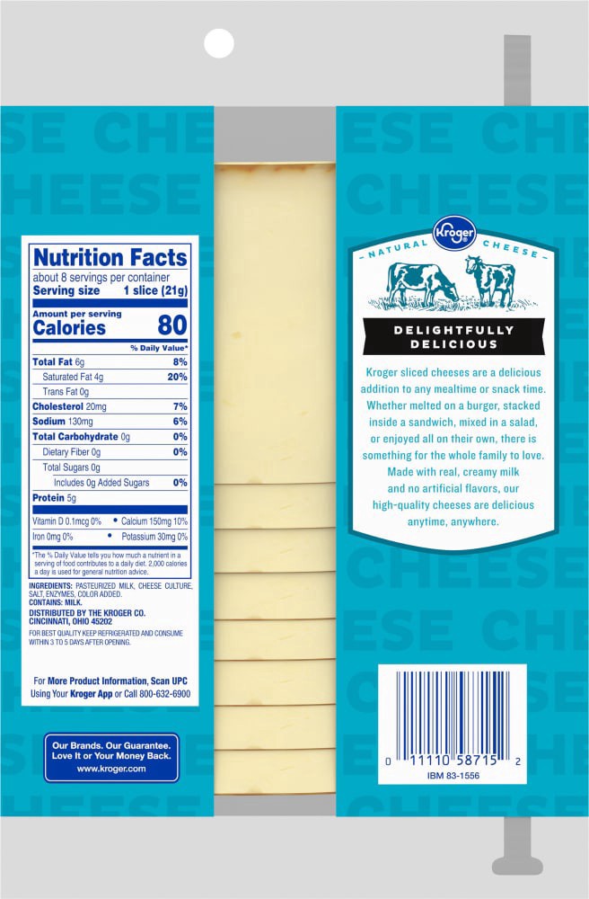 slide 2 of 2, Kroger Orange Rind Muenster Cheese Slices, 6 oz