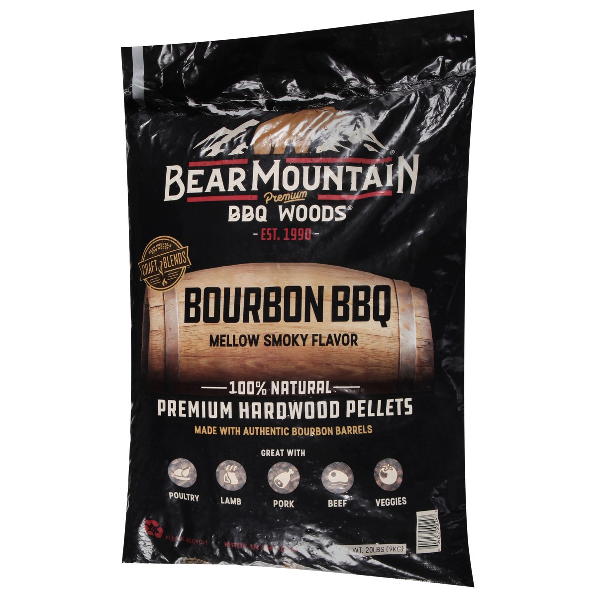 slide 2 of 9, Bear Mountain BBQ Woods Premium Bourbon BBQ Hardwood Pellets 20 lb, 20 lb
