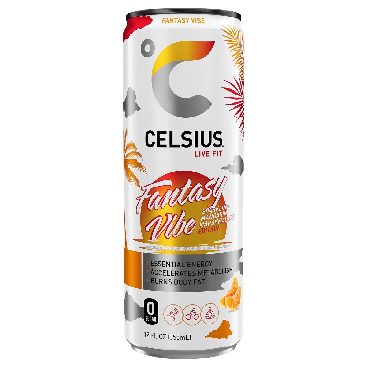 slide 1 of 32, CELSIUS Sparkling Fantasy Vibe, Functional Energy Drink 12 Fl Oz Single Can, 12 fl oz