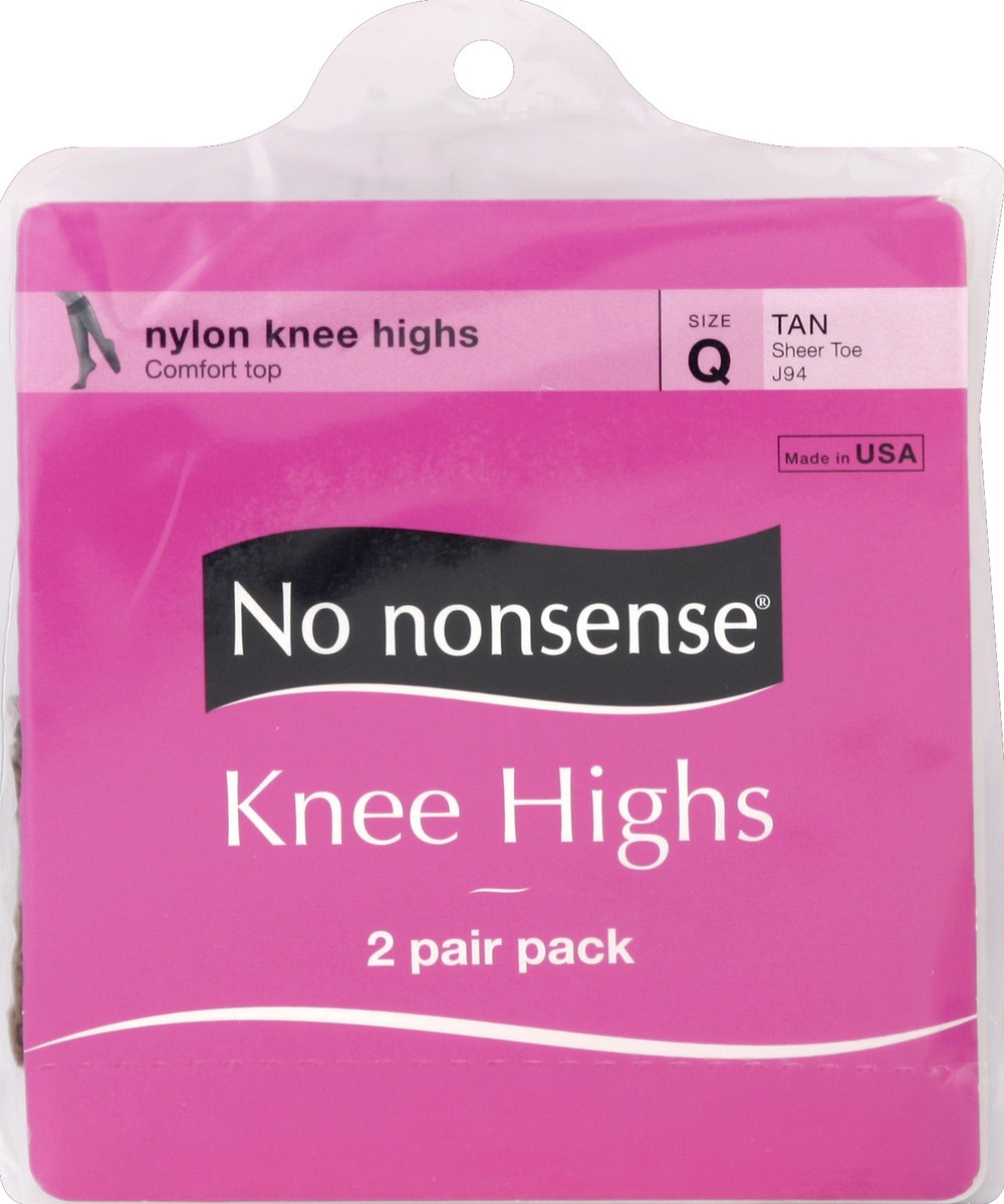 slide 2 of 3, No Nonsense Knee Highs, Tan, Sheer Toe, Q Size, 2 pair