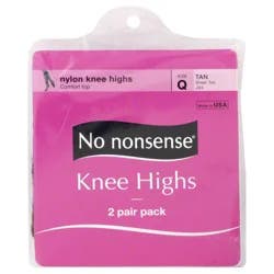 No Nonsense Knee Highs, Tan, Sheer Toe, Q Size