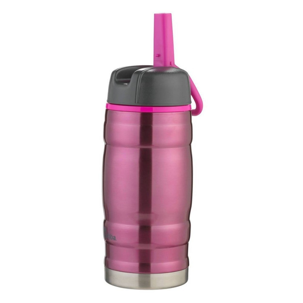 bubba Hero Sport Kids Insulated Stainless Steel Water Bottle with Flip-Up  Straw, 12 oz., Pink 