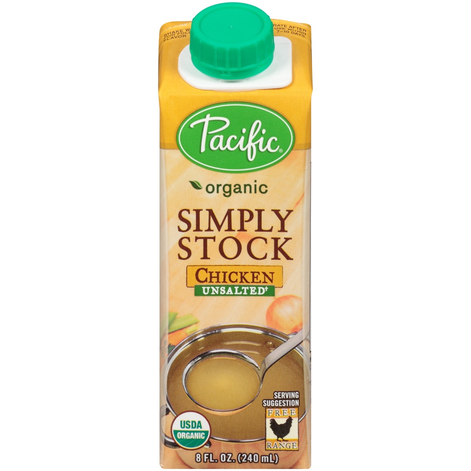 slide 1 of 1, Pacific Organic Simply Stock Unsalted Chicken Stock, 8 fl oz