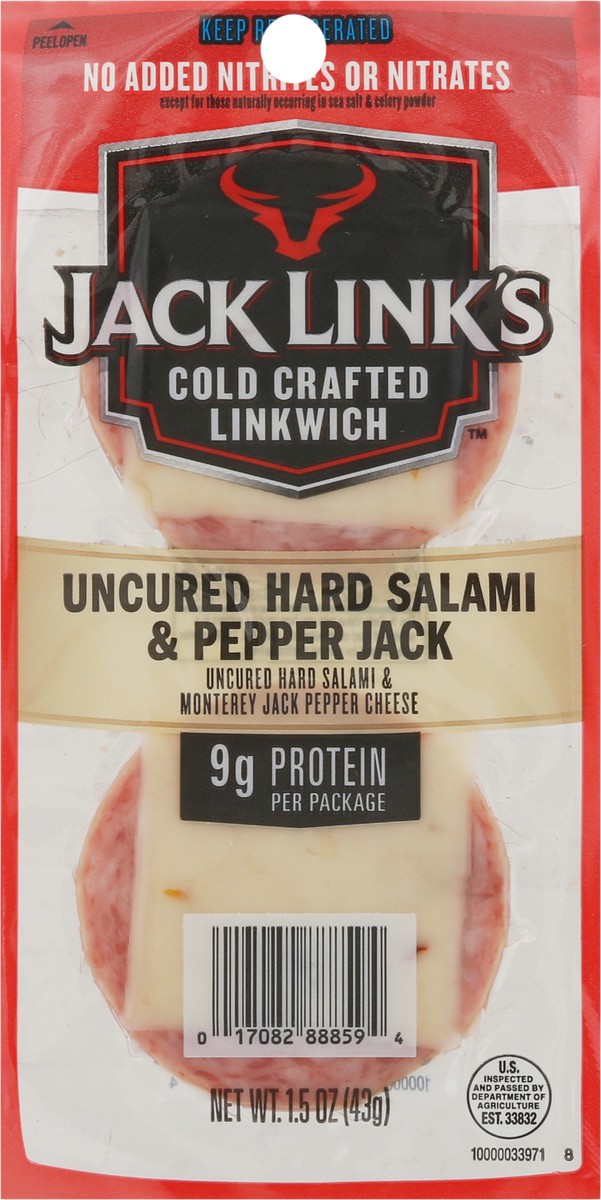 slide 9 of 13, Jack Link's Cold Crafted Uncured Hard Salami & Pepper Jack Linkwich 1.5 oz, 1.5 oz