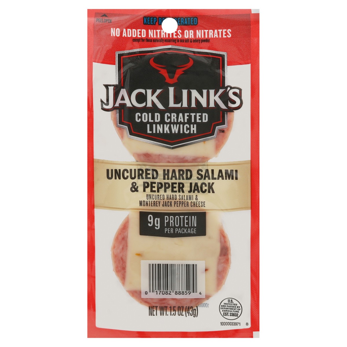 slide 1 of 13, Jack Link's Cold Crafted Uncured Hard Salami & Pepper Jack Linkwich 1.5 oz, 1.5 oz