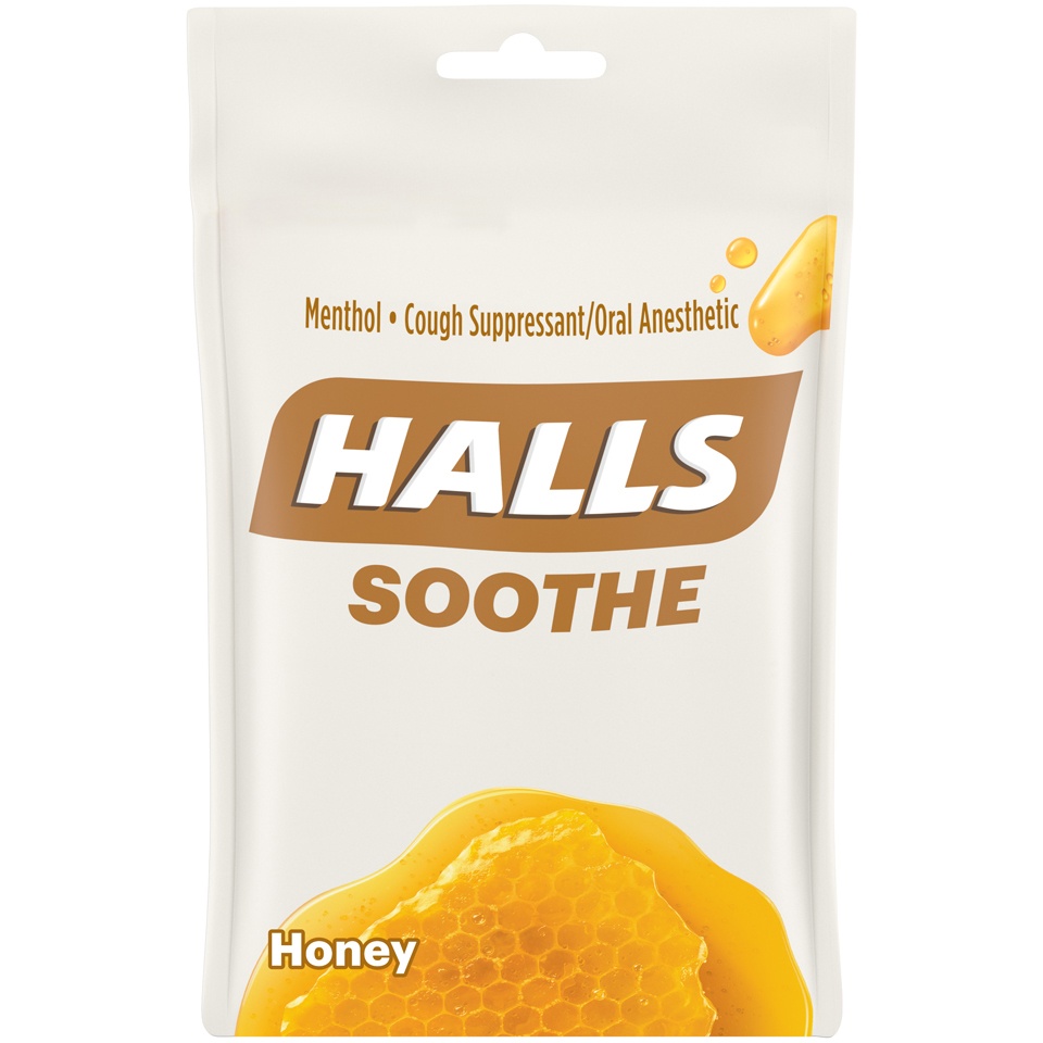 slide 2 of 7, Halls Honey Cough Suppressant Oral Anesthetic Menthol Drops, 30 ct