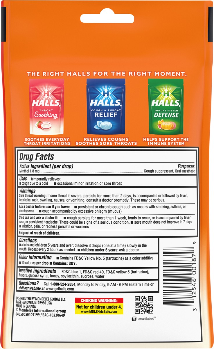 slide 5 of 9, HALLS Throat Soothing Honey Cough Drops, 30 Drops, 30 ct