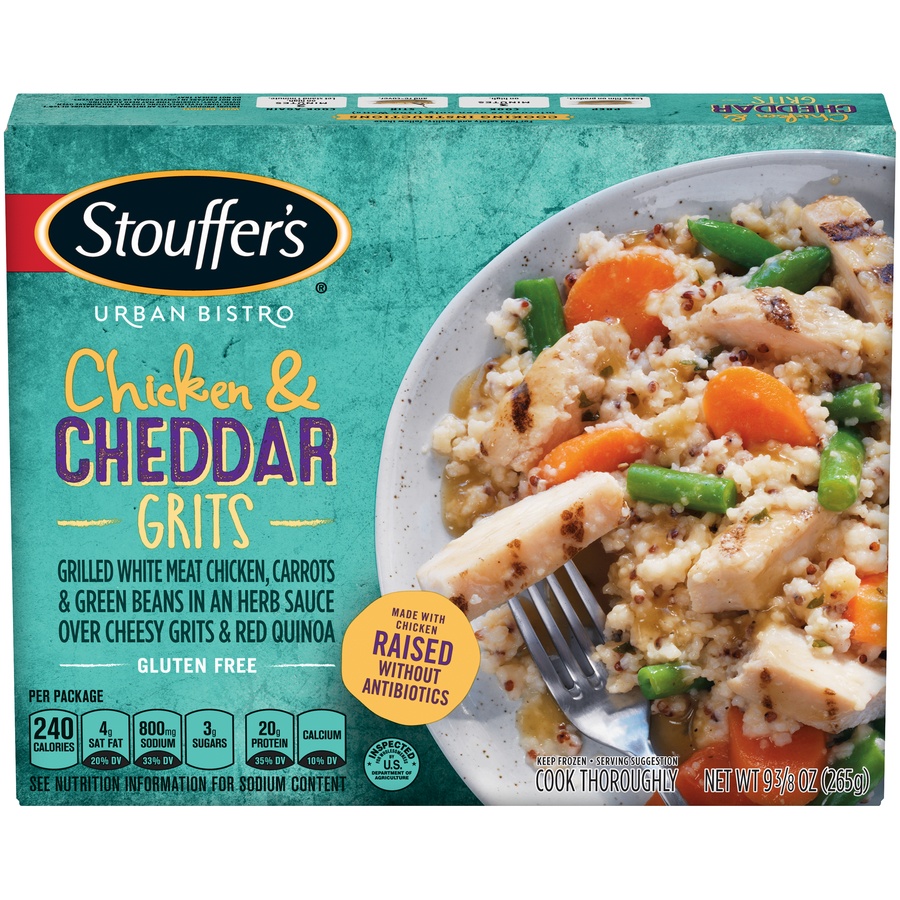 slide 1 of 4, Stouffer's Urban Bistro Chicken Cheddar Grits, 9.375 oz