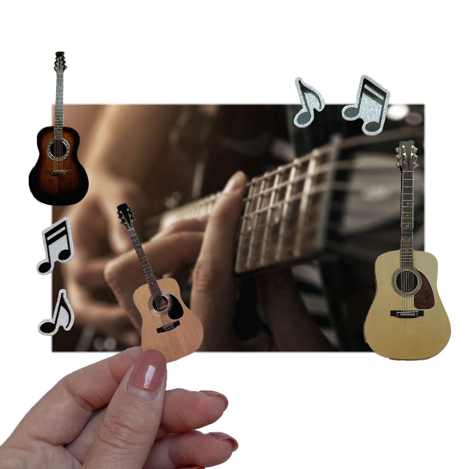 slide 6 of 6, Acoustic Guitar Stickers By Recollections, 3.875 in x 6.875 in