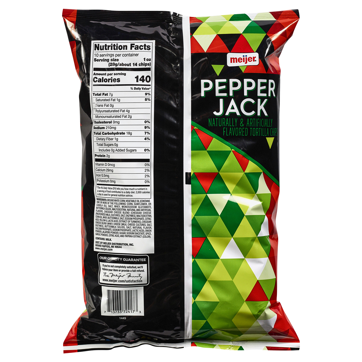 slide 2 of 2, Meijer Pepper Jack Tortilla Chips, 10 oz