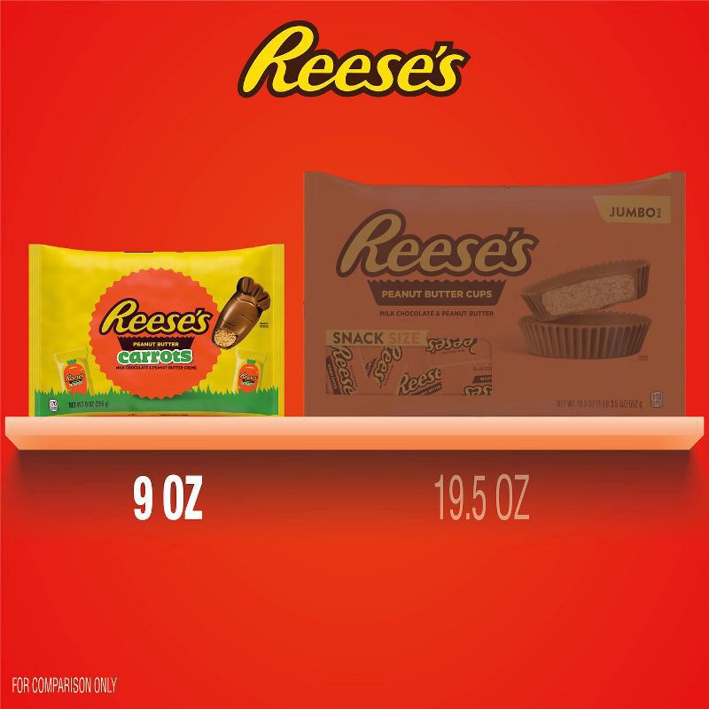 slide 5 of 5, REESE'S Chocolate Peanut Butter Creme Carrots, Easter Candy Bag, 9 oz, 9 oz