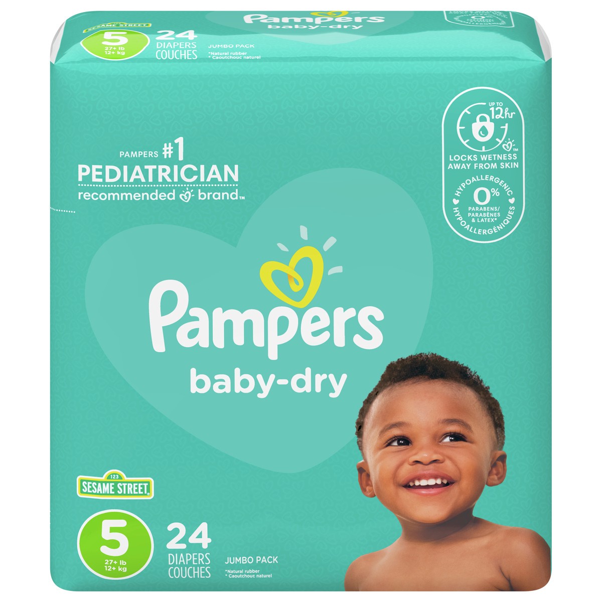 slide 5 of 8, Pampers Baby Dry Diapers Size 5 24 Count, 24 ct