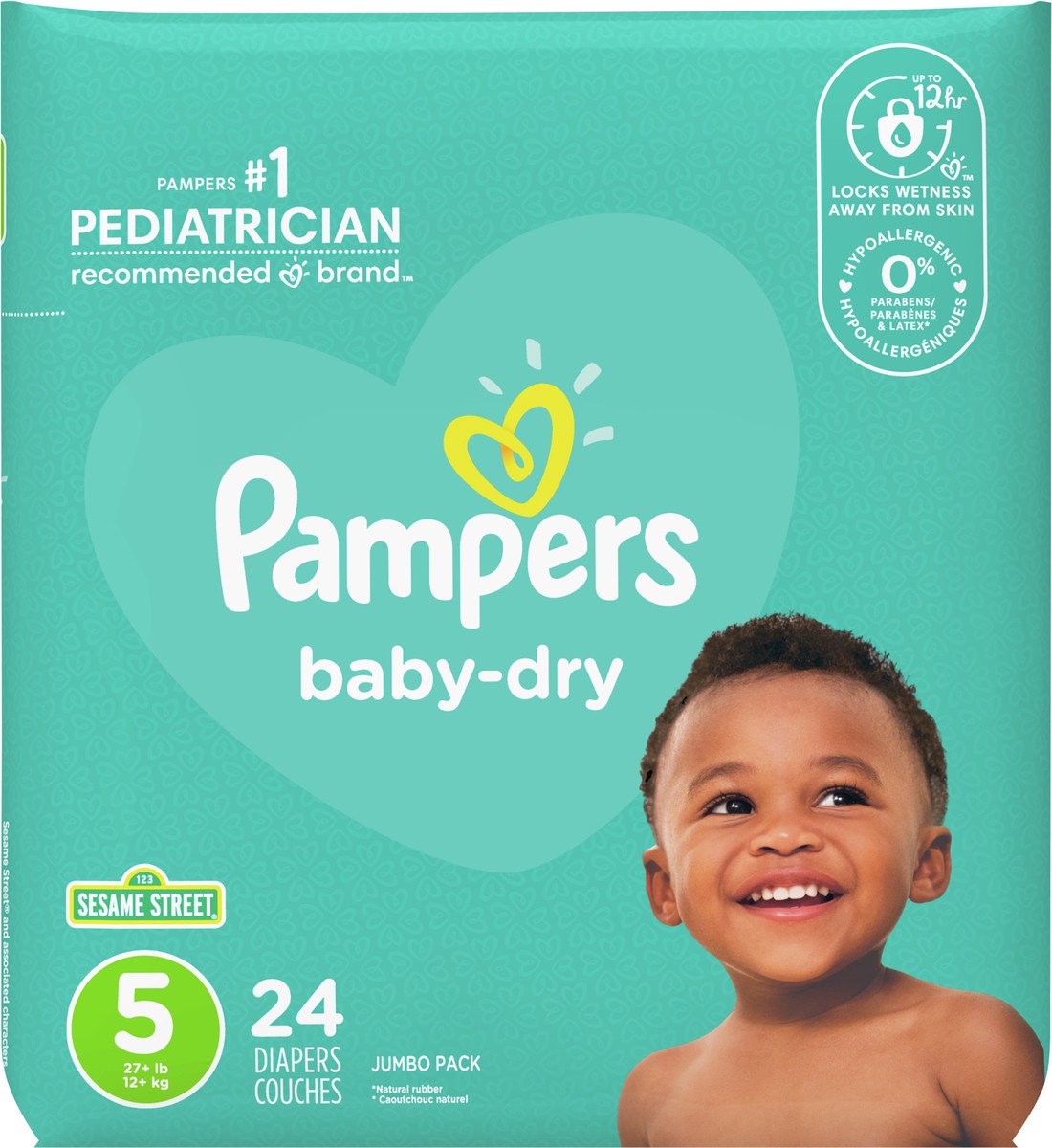 slide 8 of 8, Pampers Baby Dry Diapers Size 5 24 Count, 24 ct