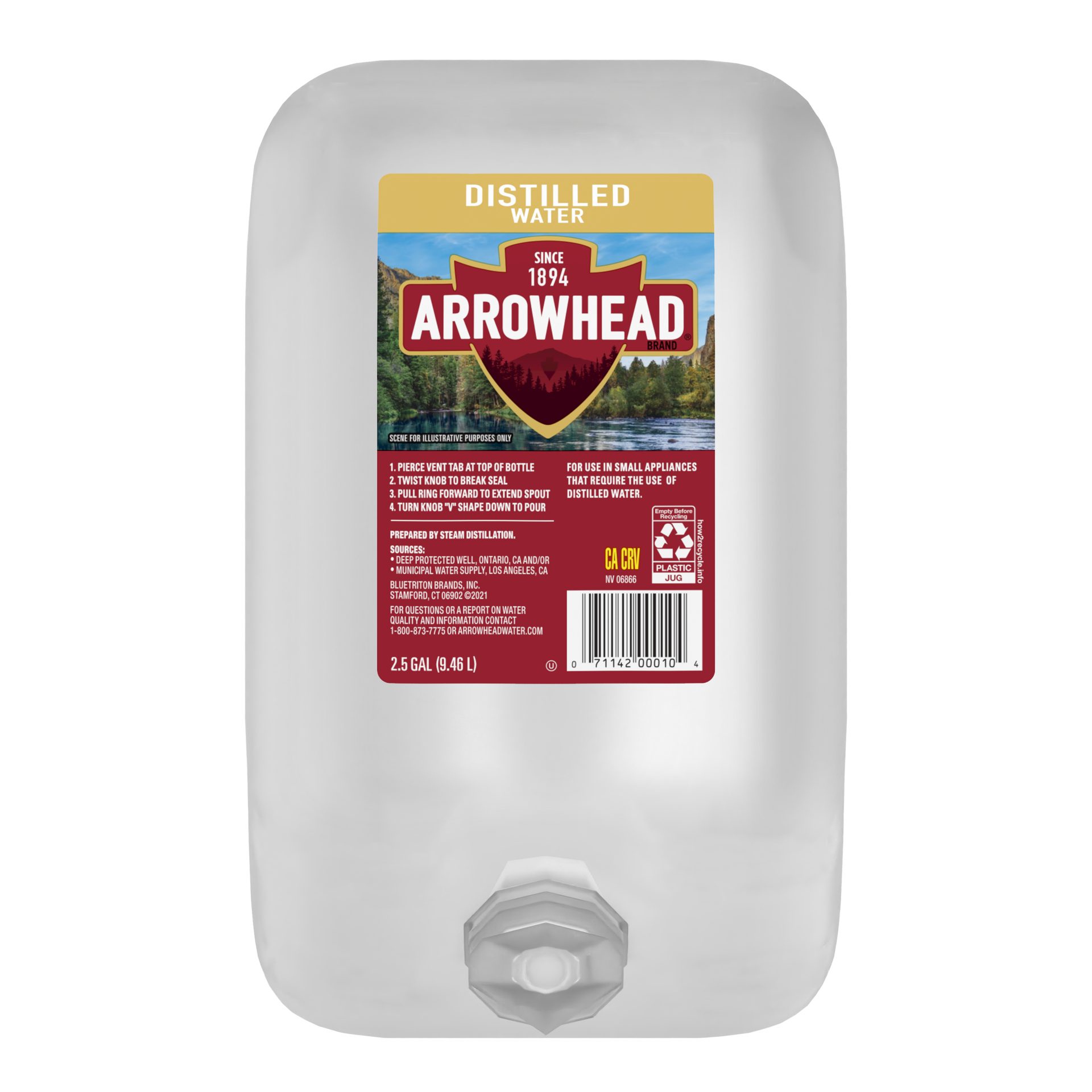 slide 1 of 4, ARROWHEAD Brand Distilled Water, 2.5-gallon plastic jug - 2.50 g, 2.50 g