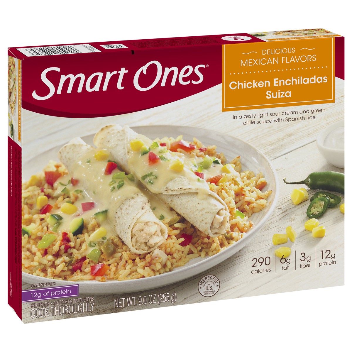 slide 8 of 9, Smart Ones Chicken Enchiladas Suiza Frozen Meal, 9 oz Box, 9 oz