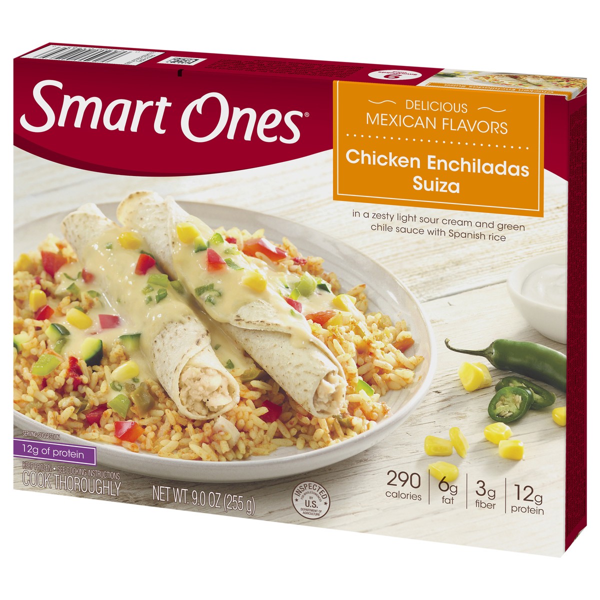 slide 5 of 9, Smart Ones Chicken Enchiladas Suiza Frozen Meal, 9 oz Box, 9 oz