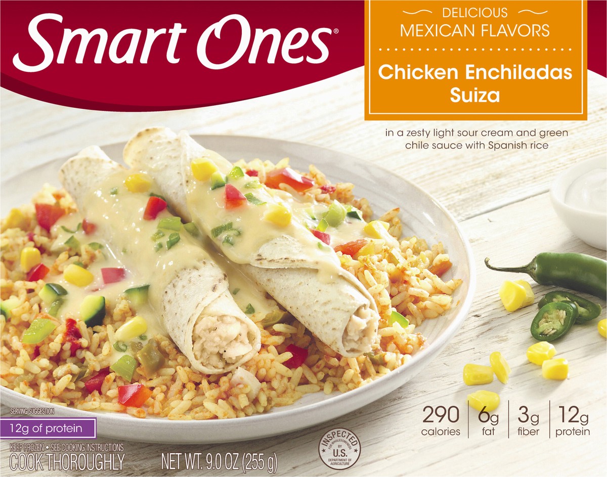 slide 2 of 9, Smart Ones Chicken Enchiladas Suiza Frozen Meal, 9 oz Box, 9 oz