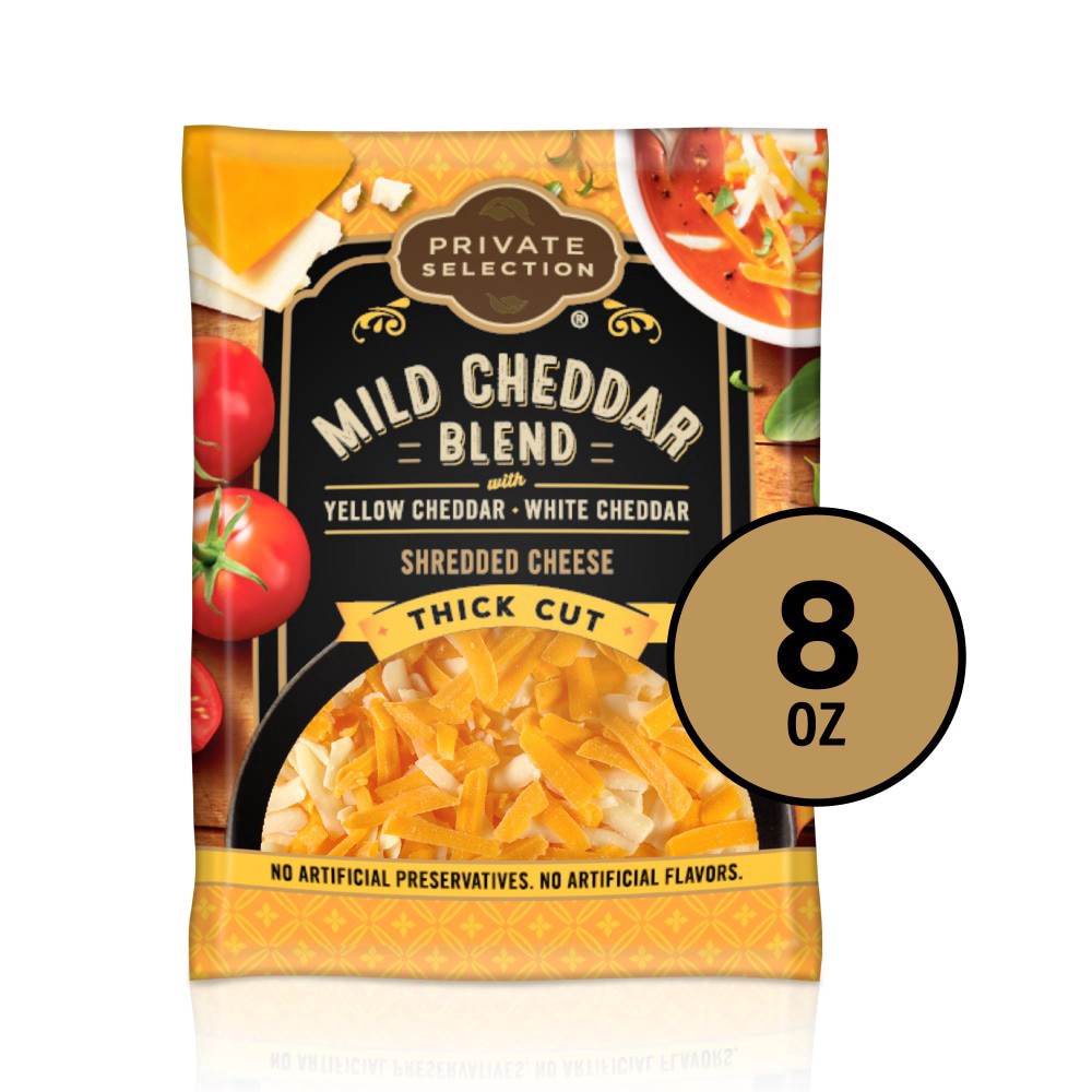 slide 2 of 3, Private Selection Mild Triple Cheddar Blend Shredded Cheese, 8 oz
