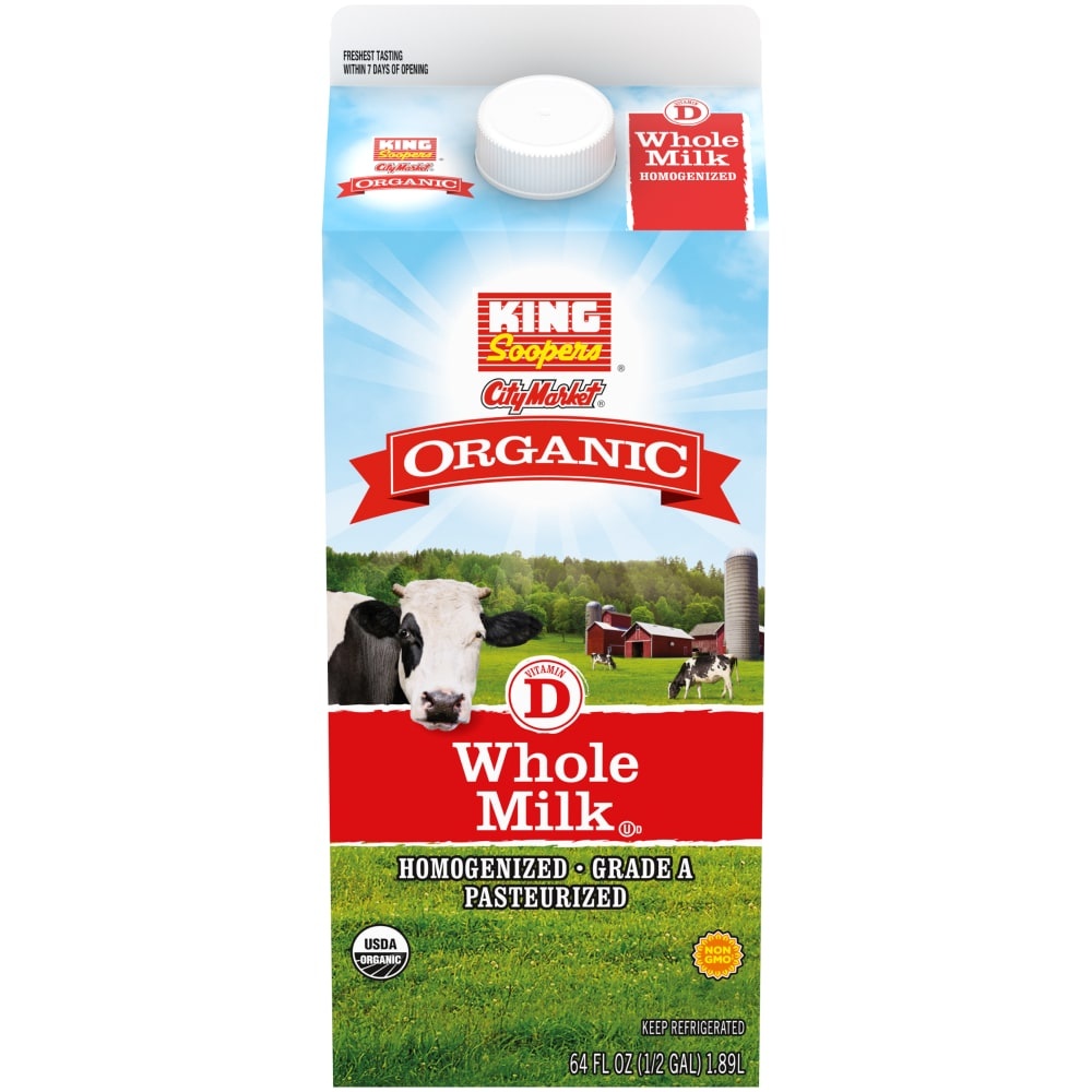 slide 1 of 1, King Soopers Organic Vitamin D Whole Milk, 1/2 gal