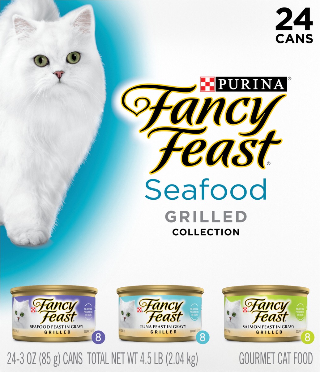 slide 4 of 9, Purina Fancy Feast Grilled Seafood Feast Collection Cat Food, 4.5 lb